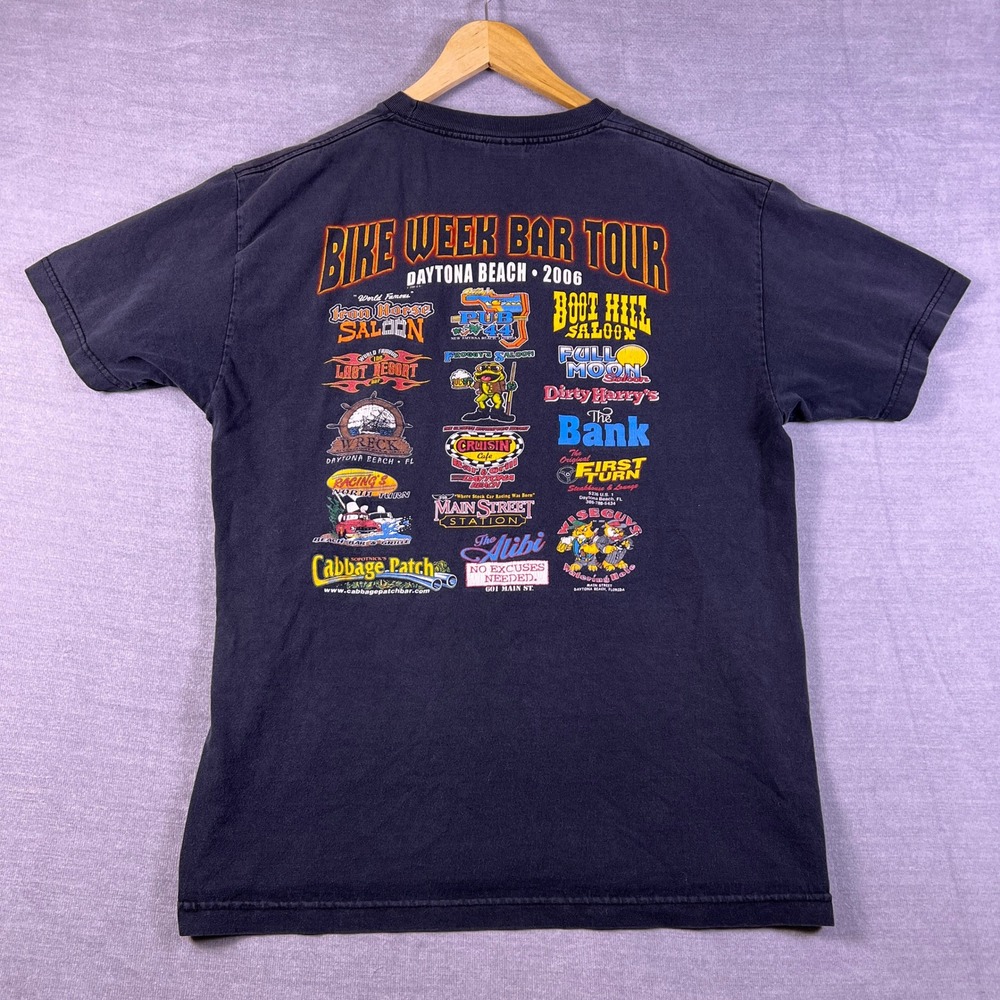 Alstyle Bike Week Bar Tour‎ 2006 Daytona Beach Graphic T-Shirt Mens L Black